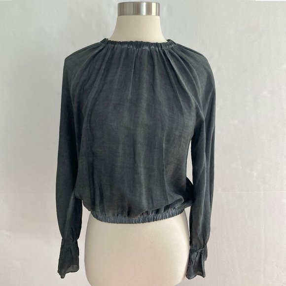 NWT★: BELLA DAHL Raglan Sleeve Elastic Waist Top, Smoke, XS - Picture 3 of 12
